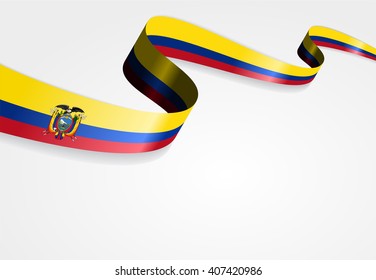 Ecuadorian flag wavy abstract background. Vector illustration.