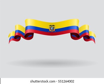 Ecuadorian flag wavy abstract background. Vector illustration.