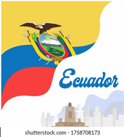 Ecuadorian landmark vector concept: Ciudad Mitad del Mundo at the corner