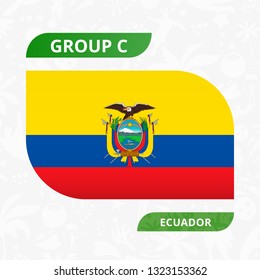 Ecuadorian team flag, made in football competition style. Vector illustration.