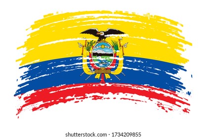 Ecuadorian torn flag in grunge brush stroke, vector image