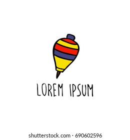 Ecuadorian traditional toy trompo (wood spinning top) doodle icon