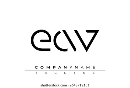 Abstraktes ECW-Briefdesign. Modernes Business-Logo-Design mit abstrakter Typografie und zeitgenössischem Stil