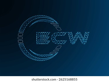 Diseño de Vector de logotipo de letra de polietileno bajo ECW. Diseño de logotipo de poliéster inferior de ECW. Logotipo de poliéster bajo.