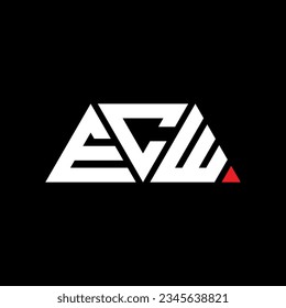 ECW triangle letter logo design with triangle shape. ECW triangle logo design monogram. ECW triangle vector logo template with red color. ECW triangular logo Simple, Elegant, and Luxurious design.
