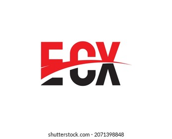 Ilustración del vector de diseño del logotipo inicial de la carta ECX