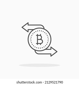 Ecxchage bitcoin with arrow line icon. Editable stroke and pixel perfect. Can be used for digital product, presentation, print design and more.