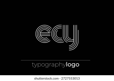 ECY modern geometric typography logo. Modern and stylish composition featuring a monochromatic typography logo illustration designed with intricate lines.