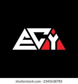 ECY triangle letter logo design with triangle shape. ECY triangle logo design monogram. ECY triangle vector logo template with red color. ECY triangular logo Simple, Elegant, and Luxurious design.