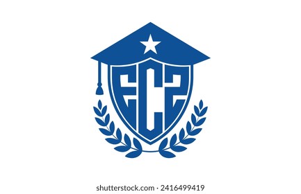 Plantilla vectorial de diseño de logotipo académico de letras iniciales de ECZ. monograma, resumen, escuela, universidad, universidad, graduación, símbolo, escudo, modelo, instituto, educativo, canter de entrenamiento, tecnología, signo, insignia
