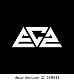 ECZ triangle letter logo design with triangle shape. ECZ triangle logo design monogram. ECZ triangle vector logo template with red color. ECZ triangular logo Simple, Elegant, and Luxurious design.