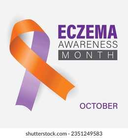 Cartel del Mes de Concienciación sobre Eczema. Observado anualmente en octubre. Diseño de vector plano.