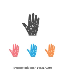 Eczema hand skin icon set. linear style sign for mobile concept and web design. Rash hand, allergic reaction outline vector icon. Symbol, logo illustration. Pixel perfect vector graphics