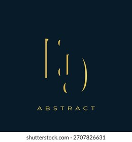 Diseño Abstractas del logotipo de oro de ED. Abstractas composición de símbolos de oro sobre un fondo azul marino oscuro