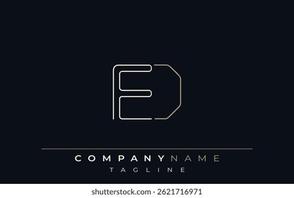 ED Abstract Line Style Logo. Minimalist Design Featuring the Letters E and D Abstract Line Style