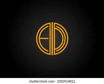 ED Circle Shape golden yellow Letter logo Design
