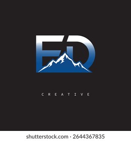  ED Creative Mountain Logo Bold Gradient Letter mark Branding Design for Business Outdoor Brands