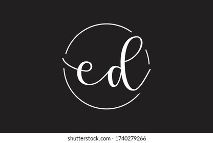 ed or de Cursive Letter Initial Logo Design, Vector Template