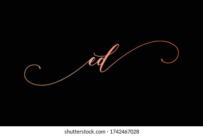 ed or de Cursive Letter Initial Logo Design, Vector Template