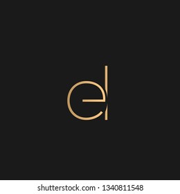 ED or DE logo vector. Initial letter logo, golden text on black background