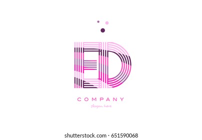 ed e d alphabet letter logo pink purple line font creative text dots company vector icon design template