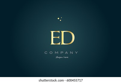 ed e d  gold golden luxury product metal metallic alphabet company letter logo design vector icon template green background