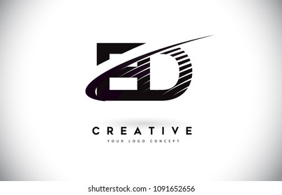 ED E D Letter Logo Design with Swoosh and Black Lines. Modern Creative zebra lines Letters Vector Logo