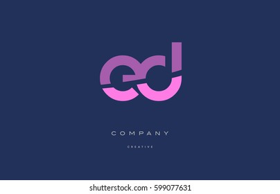 ed e d  pink blue pastel modern abstract alphabet company logo design vector icon template 