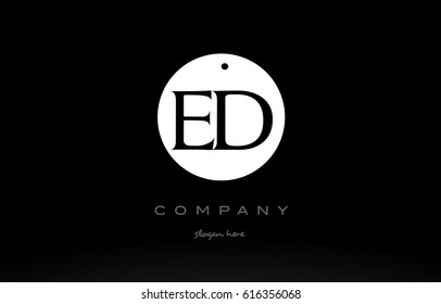 ED E D simple black white circle background alphabet company logo design vector icon template
