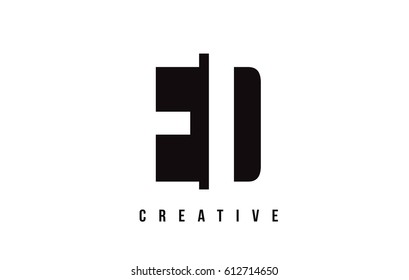 ED E D White Letter Logo Design with Black Square Vector Illustration Template.