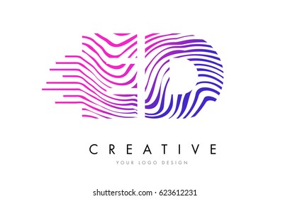 ED E D Zebra Letter Logo Design with Black and White Stripes Vector