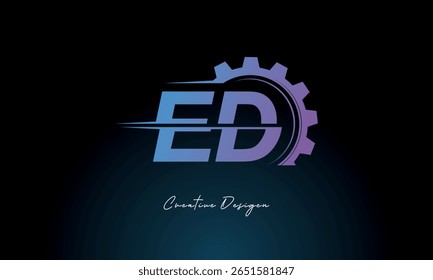 ED Gear Fusion Logo – Industrial Tech-Inspired Letter mark Futuristic Industrial Letter Mark Design for Technology and Engineering Brands.