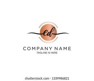 ED handwriting initial  logo vector
