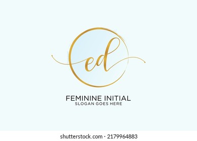 ED handwriting logo with circle template vector signature, wedding, fashion, floral and botanical with creative template.