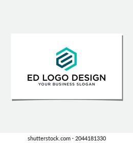 VECTOR DE DISEÑO DE LOGOTIPO DE ED HEXAGON