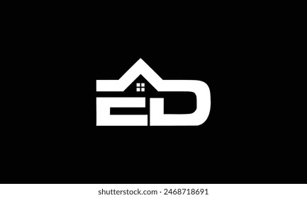 PLANTILLA de diseño de logotipo de ED House. Logotipo de la letra ED para el negocio inmobiliario, de la construcción o de cualquier negocio relacionado de la casa