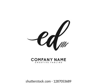 ED Initial Handwriting Logo Template Vector