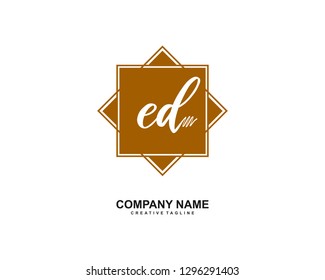 ED Initial Handwriting Logo Template Vector