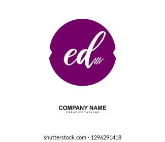 ED Initial Handwriting Logo Template Vector