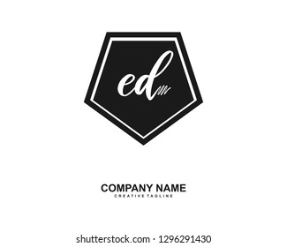 ED Initial Handwriting Logo Template Vector