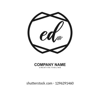 ED Initial Handwriting Logo Template Vector