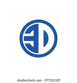 ED initial letters circle business logo blue