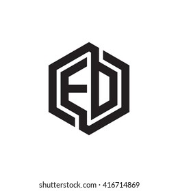 ED initial letters loop linked hexagon monogram logo