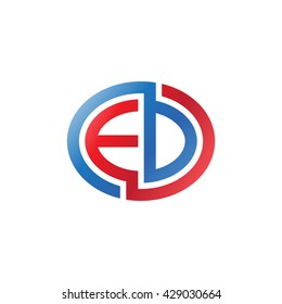 ED initial letters looping linked ellipse logo red blue