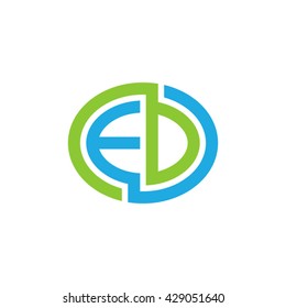 ED initial letters looping linked ellipse logo blue green