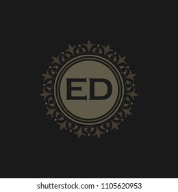 ED initial logo. Luxury ornament crown logo.