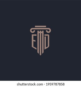 ED initial logo monogram with pillar style design for law firm and justice company