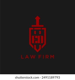 ED initial monogram for law firm with sword and shield logo image