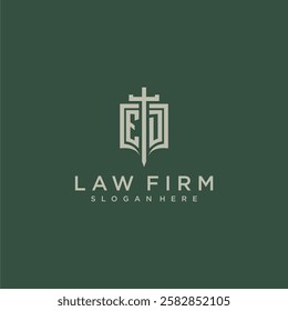 ED initial monogram for law firm with sword and shield logo image
