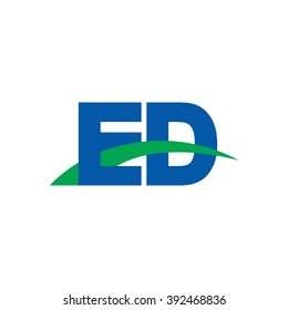ED initial overlapping swoosh letter logo blue green